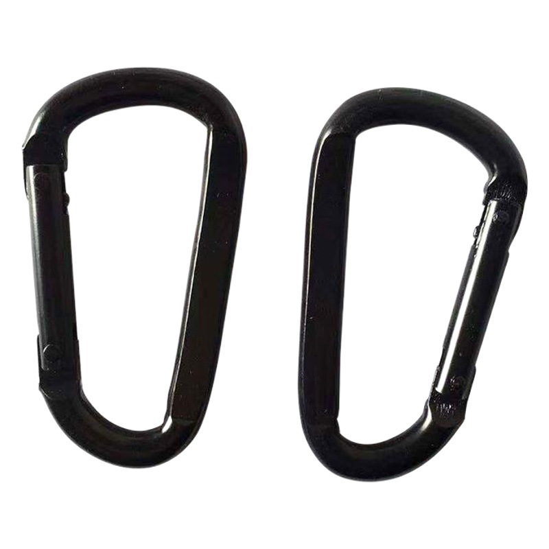 high quality 6 KN8 D-Shaped Flat Mountaineering Buckle Iron D-Shaped Electrophoresis Black Hammock Hook Yoga Swing Rope Hanging