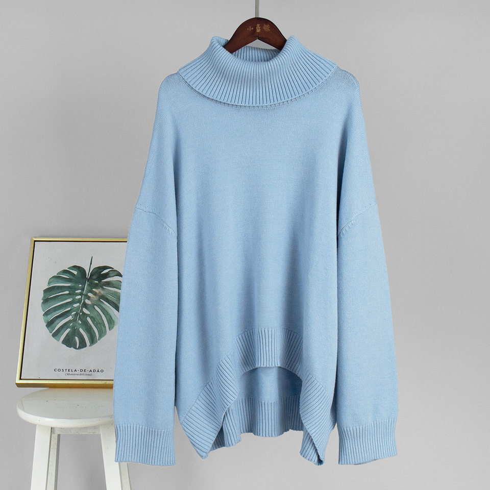 Bộ đầm áo len cổ cao dài tay phối chân váy dài dệt kim form rộng nữ — 50% Visco, 30% Polyester, 20% Nylon, Màu trắng be, Màu xanh lam, Màu xám chi tiết 26