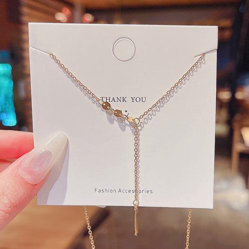 Ins trendy same style super fairy simple titanium steel necklace women's tassel pendant design geometric clavicle chain