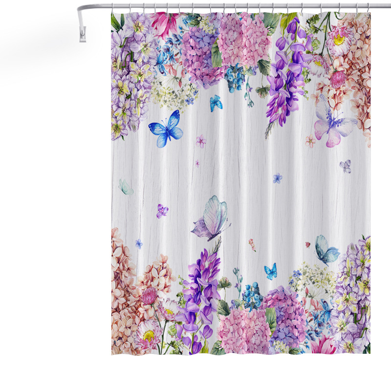 厂家热销跨境亚马逊新品北欧ins绿植鲜花浴帐 加厚防水涤纶浴帘