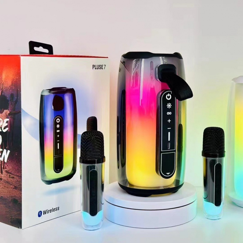 Colorful Pluse7 Bluetooth Speaker Wireless Satchel Satchel Audio 360-Degree Atmosphere Light Karaoke Microphone