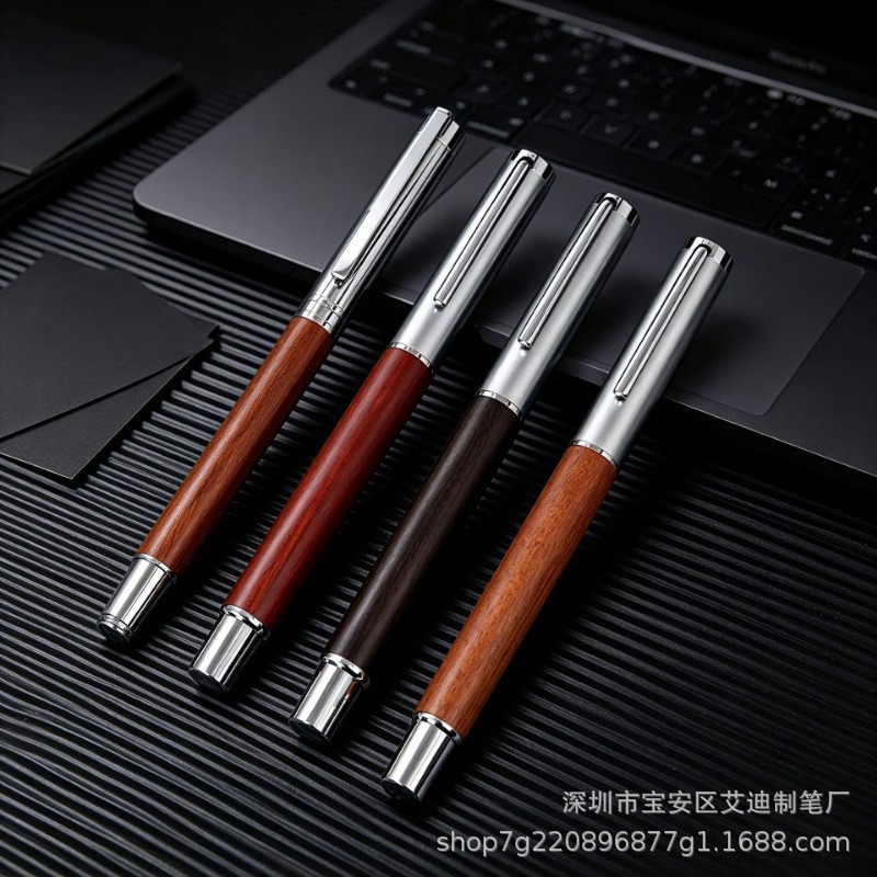 Manufacturer's vintage sandalwood fountain pen, business office gift, ballpoint pen, metal signature pen, and water-based pen gift set, wholesale