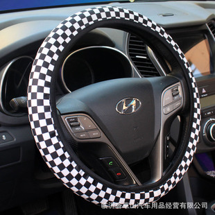 Cross-border car steering wheel cover Plaid without inner ring elastic band elastic printing car handle cover e-commerce Amazon