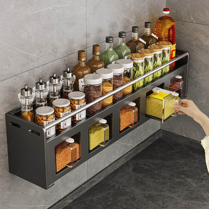 调料盒厨房家用高端多格一体调料品置物架盐调味罐收纳盒墙挂式