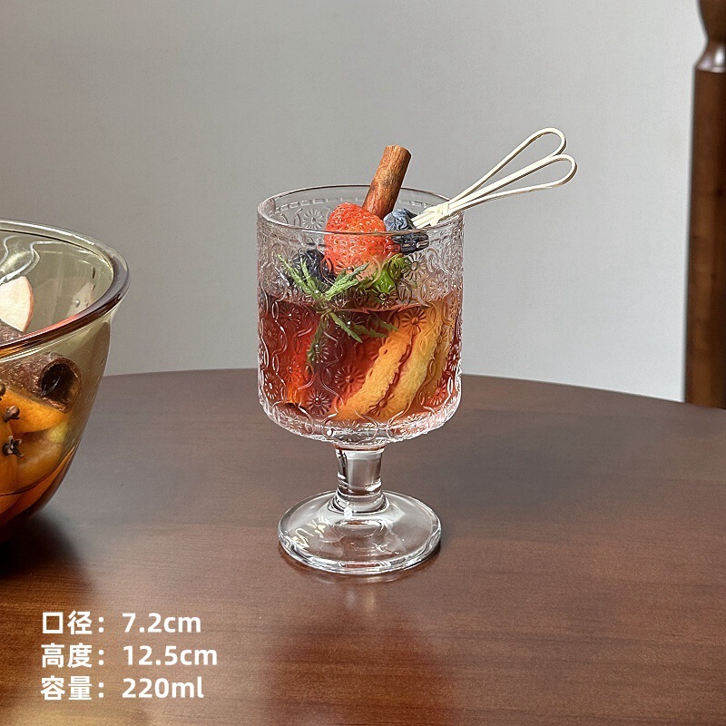 微醺热高颜值太阳花洋酒杯鸡尾酒玻璃杯子酒煮圣诞喝高脚杯红酒杯|undefined
