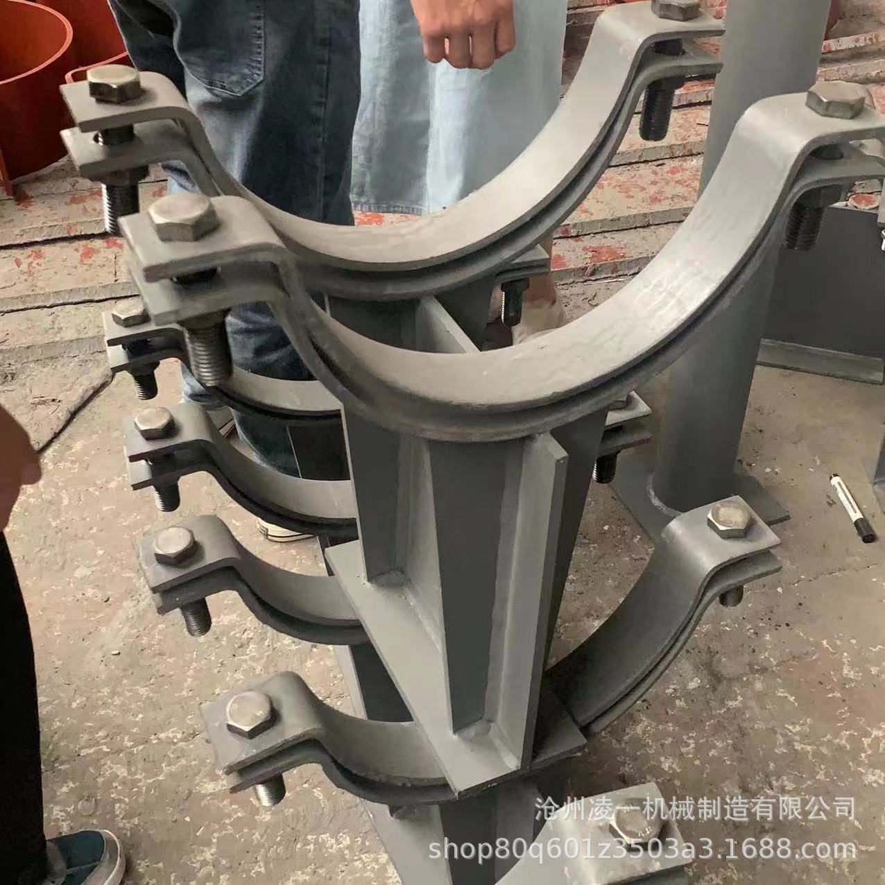 管道管夹可调支架水平焊接型固定导向T型双抱箍管托支座支墩-阿里巴巴