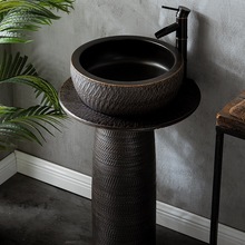 户外洗手盆庭院立柱工业风洗手台池一体水池阳台落地式洗脸盆室外