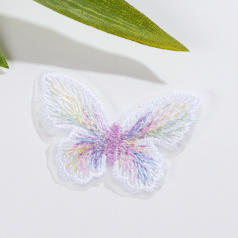 マカロン色の刺繍が可愛い蝶レース刺繍はdiyアクセサリーの靴の帽子の服を貼ります。|undefined