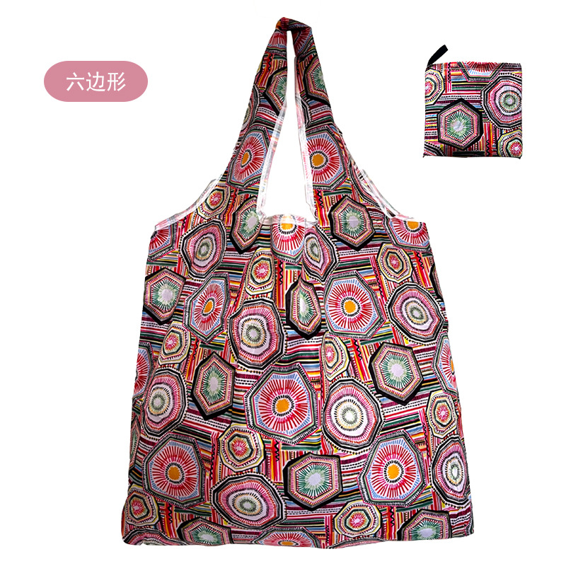 En stock pelo rápido Grande 190T tela de flores bolsa de compras Portátil Bolsa de poliéster bolsa plegable al por mayor bolsa de regalo publicitario