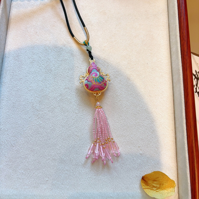 【成品】纯手工双面葫芦挂坠非遗宋锦真丝项链百搭小众高级感配饰|undefined