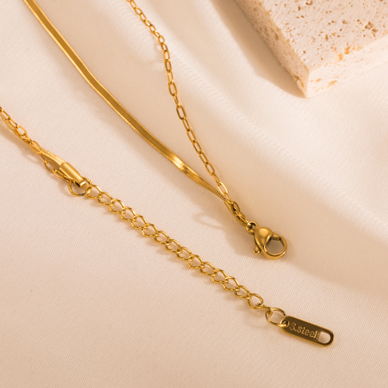 Elegant Leaf Titanium Steel Plating Shell Layered Necklaces