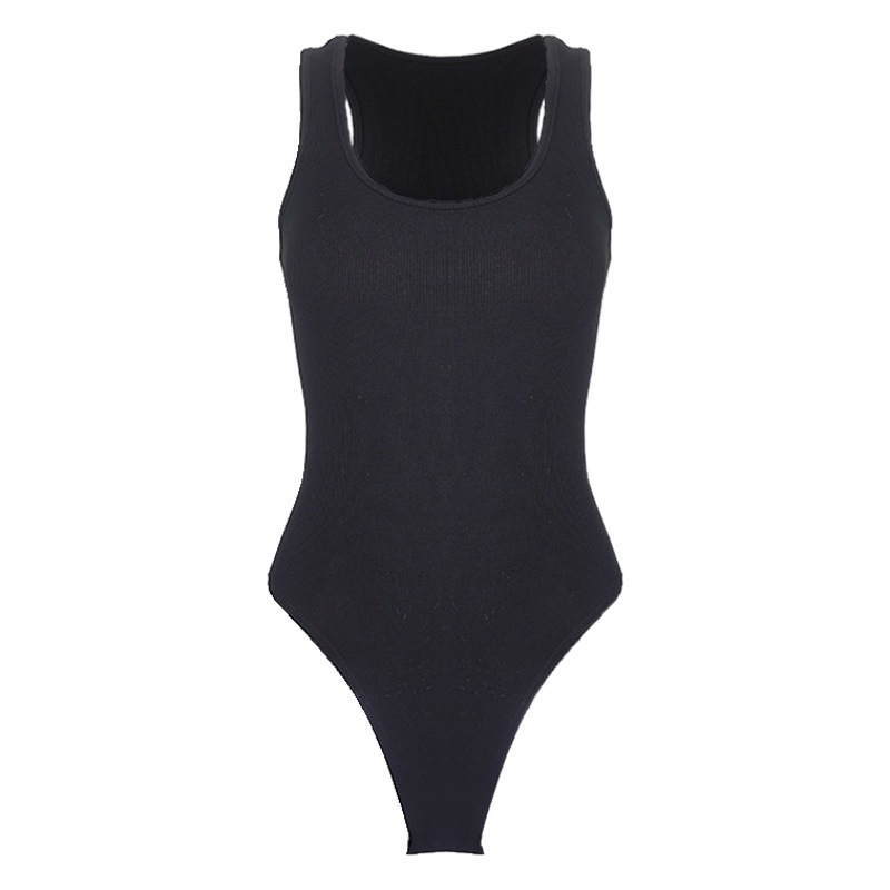 2023 verano moda transfronteriza europea y americana de las mujeres sexy costilla delgada chaleco en forma de I de una sola pieza Top bodysuit