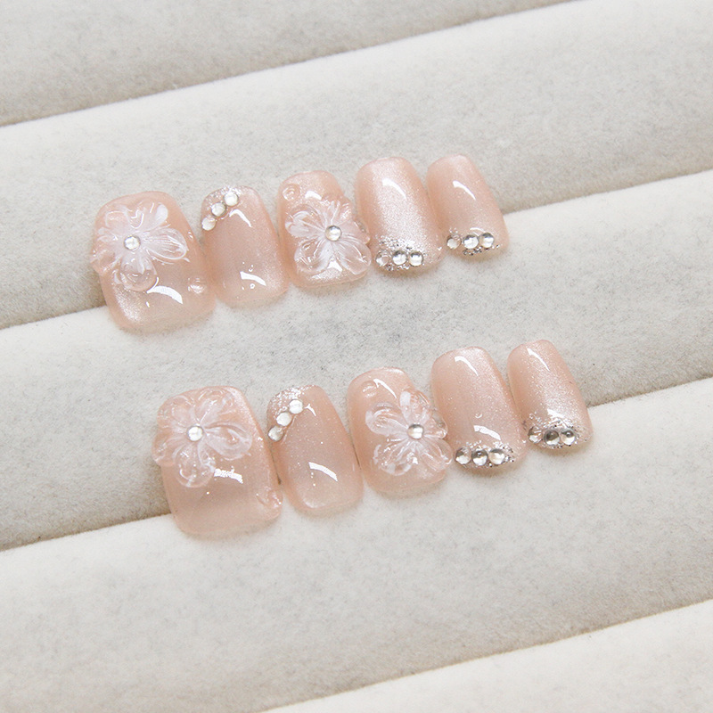 Uñas postizas removibles hechas a mano con forma de ojo de gato, manicura, uñas cortas de Ballet, tamaño dividido, uñas usables, 10 piezas, venta al por mayor