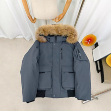 莆田MLB羽绒服洋基队三代保暖防风毛领连帽工装飞行服羽绒外套