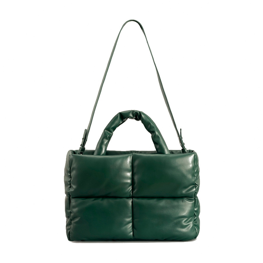 Bolso cuadrado de tela escocesa suave lleno de algodón acolchado bolso de mujer simple pequeño bolso de hombro a cuadros Otoño e Invierno