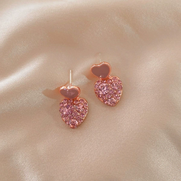 Fuchsia earrings, diamond encrusted