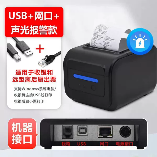 200MM/S: USB port + network port (LAN) + sound and light (Audible and visua alarm)