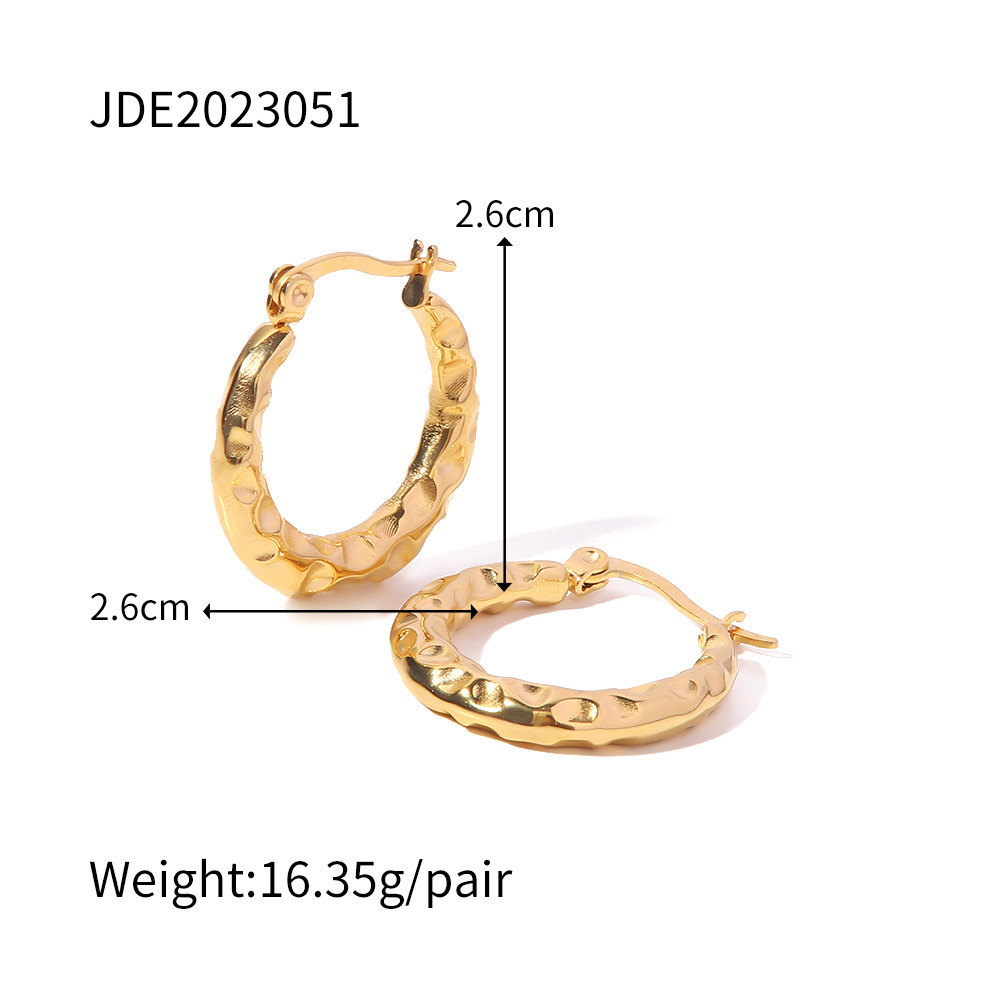Fashion Geometric Stainless Steel Gold Plated Hoop Earrings 1 Pair display picture 6