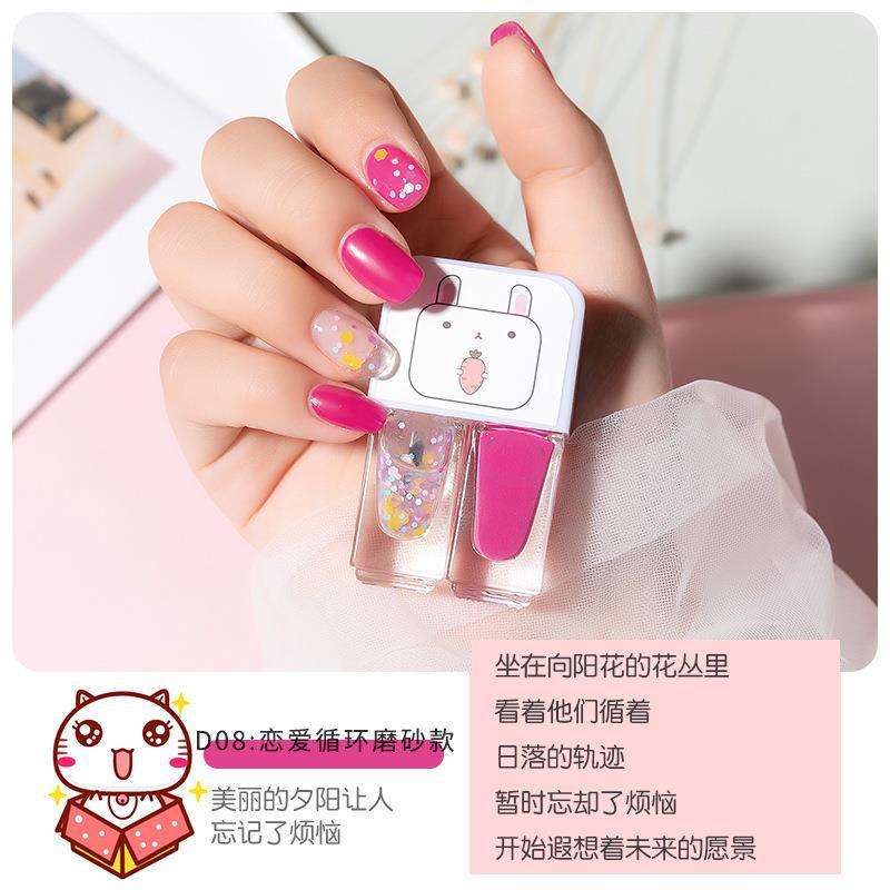 Géminis a base de agua esmalte de uñas hornear-libre de larga duración de secado rápido tearable desnudo transparente inodoro esmalte de uñas al por mayor