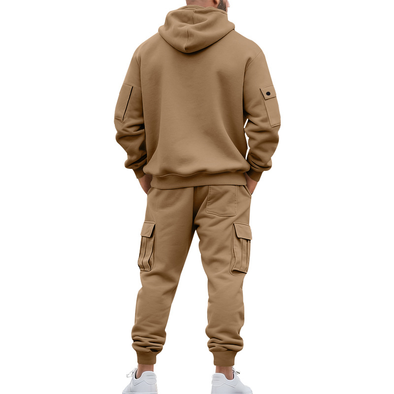 American Autumn And Winter Heavy Loose Men's Tooling Outdoor Commuting Casual Fleece Warm Sweater Tooling Sweatpants Set_viptrois.com