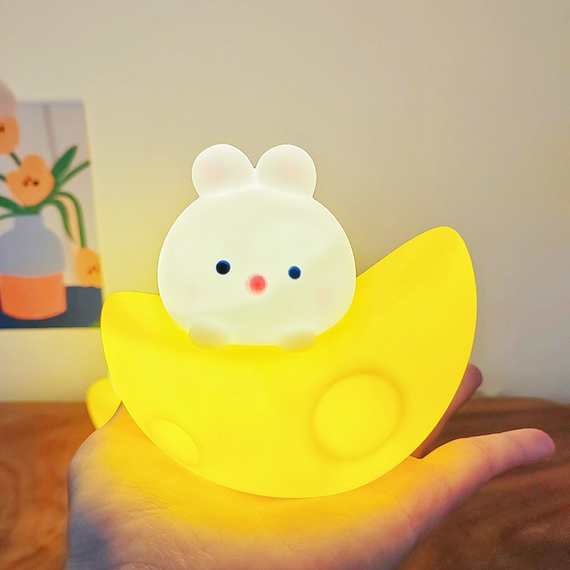 Moon Rabbit Night Light Internet Celebrity Popular High-Looking Cartoon Atmosphere Light Ornament Photo Props Girls Bedside Lamp Moon Rabbit Night Light Internet Celebrity Popular High-Looking Cartoon Atmosphere Light Ornament Photo Props Girls Bedside Lamp