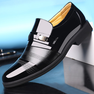 Factory Direct Sales of Glossy Leather Shoes for Men, Casual Formal Business Height-Increasing Shoes, Breathable and Non-Slip, Available for Dropshipping