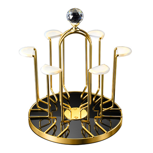 Rotating water cup holder European style light luxury upside down drain glass holder household kitchen cup stainless steel storage rack