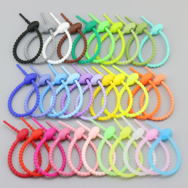 A New Silicone Ties Reusable Retractable Silicone Rope Ties Wire Bundles Beaded Ties