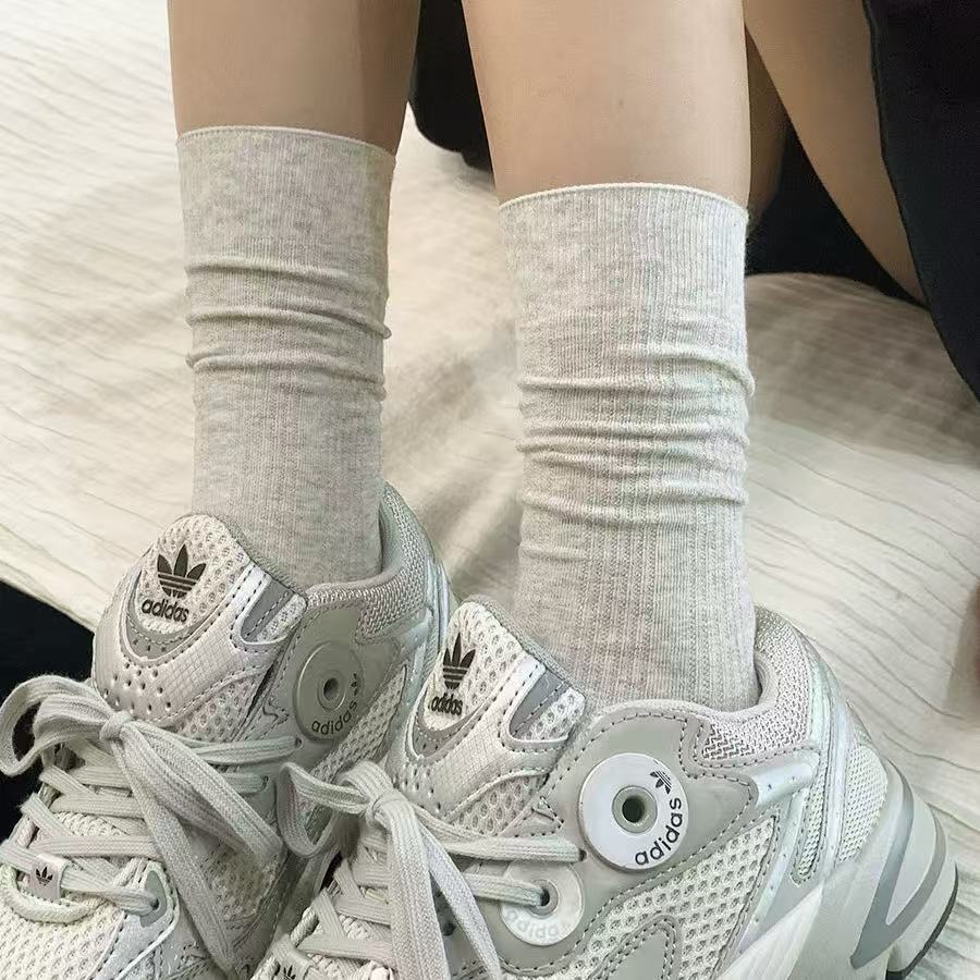 浅灰无骨堆堆袜