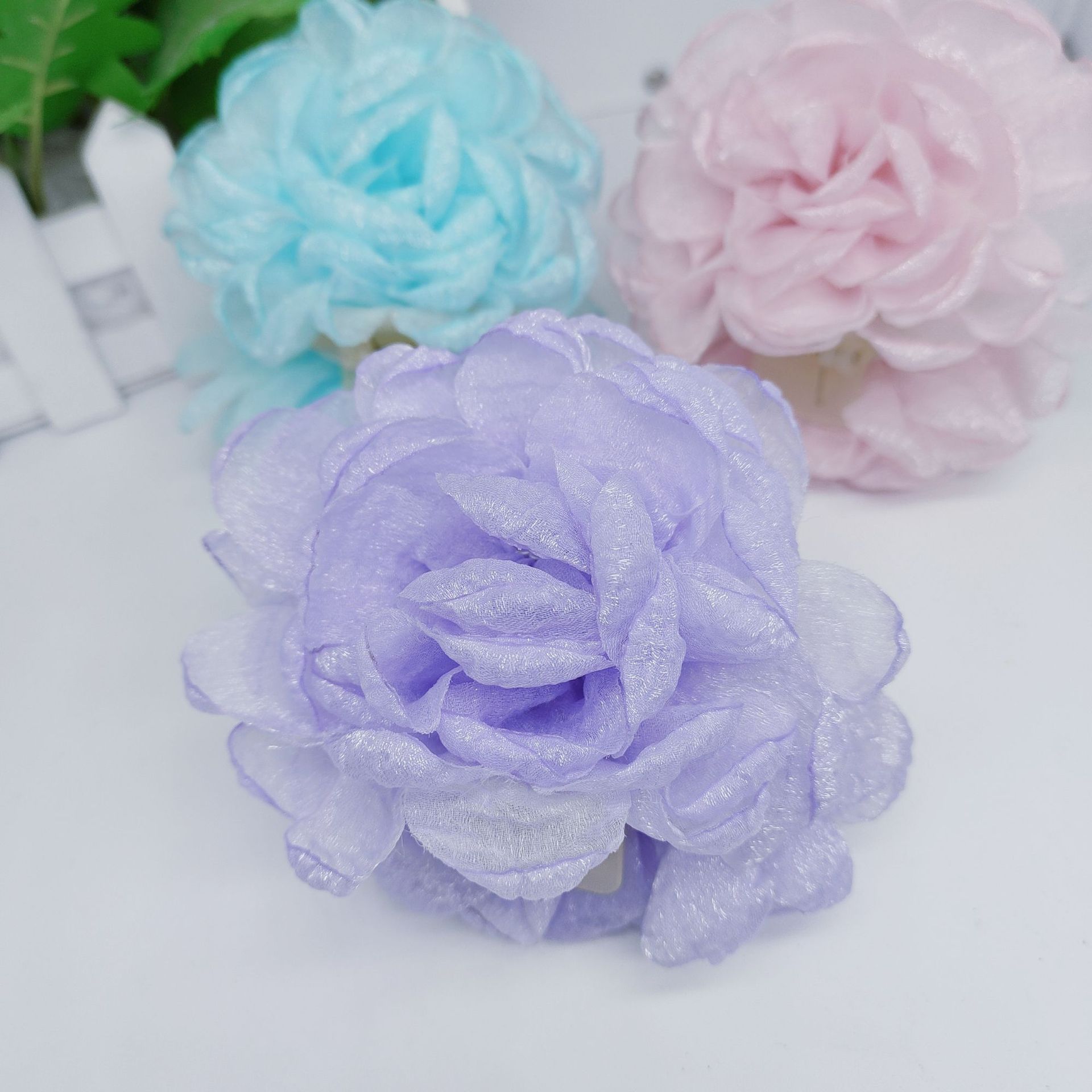 Francés Super Hada tridimensional Rosa flor clip hembra verano Hada espalda Cabeza updo tiburón clip tocado flor
