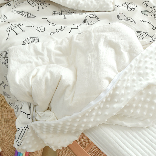 婴儿纯棉印花被子儿童加厚棉花豆豆绒安抚被子可拆洗幼儿园午睡被