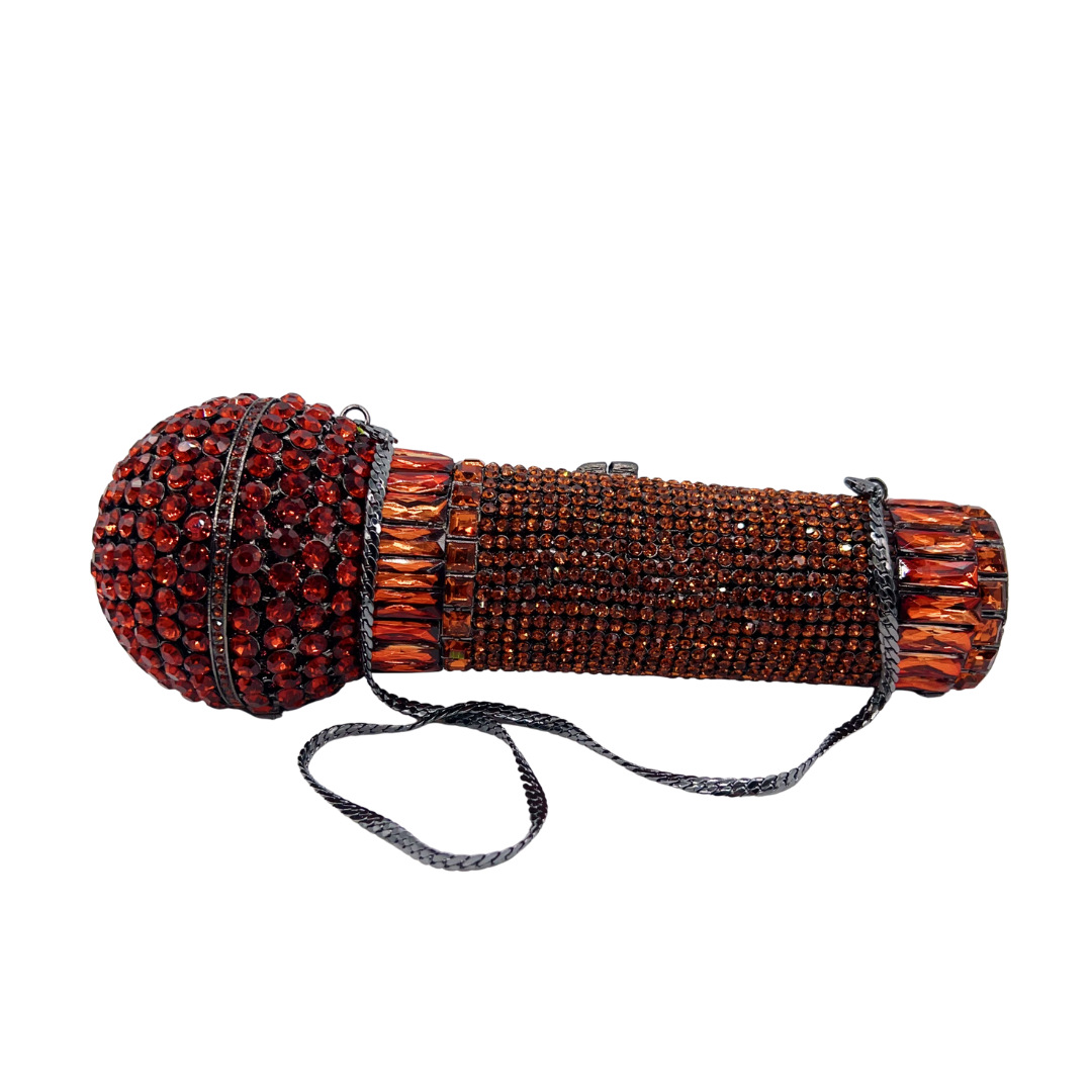 Clutch nữ đính đá dạ hội kiểu micro cầm tay — bạc, màu vàng, Vàng AB, màu nâu chi tiết 5
