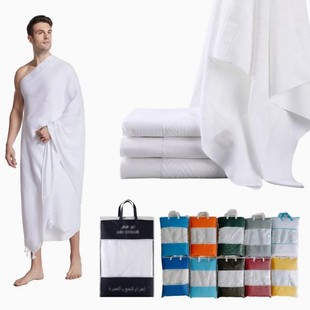 Microfiber Pure Polyester Worship Shawl for Hajj, White, 105*210cm, Custom-Made for Foreign Trade, Quick-Drying