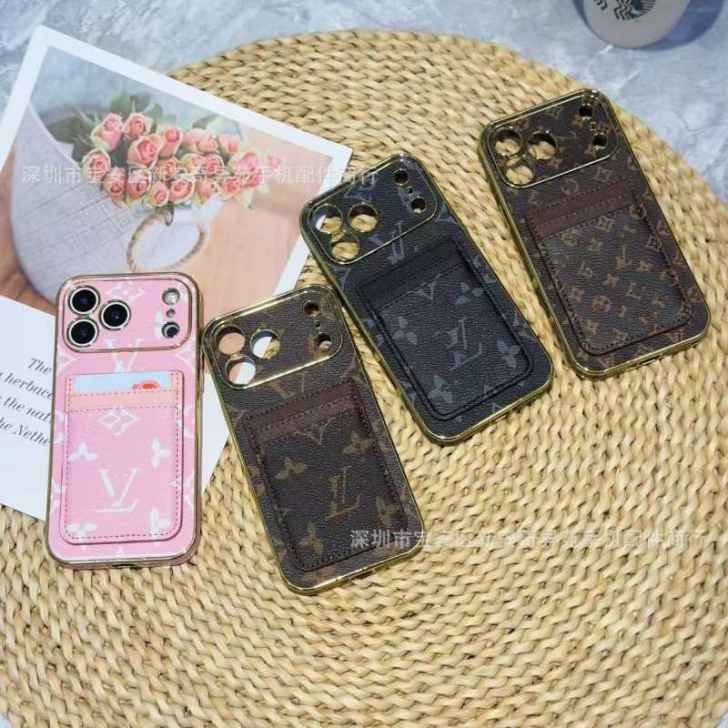 Electroplated Card Holder Trendy Brand Suitable for Iphone17Pro Max Mobile Phone Case High-End Card Insert Apple 16 Mobile Phone Case Electroplated Card Holder Trendy Brand Suitable for Iphone17Pro Max Mobile Phone Case High-End Card Insert Apple 16 Mobile Phone Case