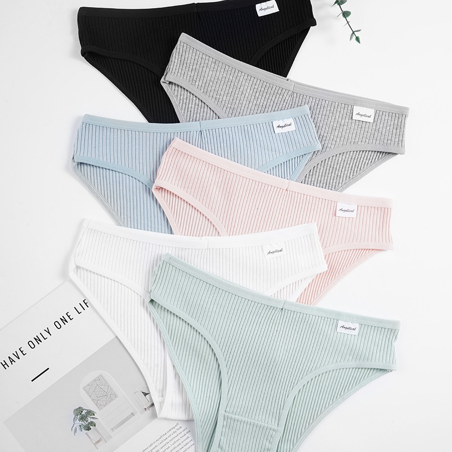 Transfronterizos exclusivos para mujeres algodón bactérico panty de algodón para niñas de cintura media simple de color sólido para niñas sin marcas