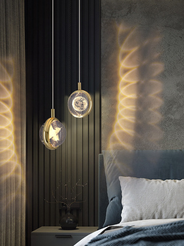 Lightweight luxury bedroom crystal small pendant lamp, living room hallway bar counter background wall decoration fishing line light, internet famous children's lamp