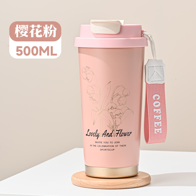 Taza de café de acero inoxidable 316 taza de cerámica de alta belleza ins taza de automóvil portátil de niñas al por mayor