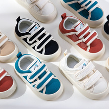 清仓儿童帆布鞋男童魔术贴幼儿园室内鞋软底女童小童布鞋小白鞋