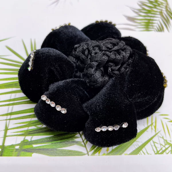 Gold silk flannel rhinestone seven-corner net Flower Net pocket updo hair ball head hair net head flower cross-border Amazon foreign trade head