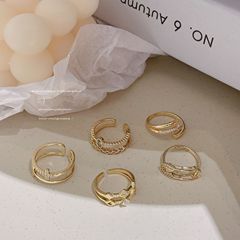 Korean minimalist niche pure copper gold-plated diamond-studded ring for women, cool and detached style open-top flat-finished ring set for index finger