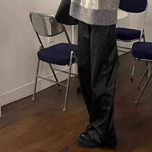 Jennie同款皮裤女高级感休闲显瘦长裤rose高腰直筒阔腿拖地裤3246