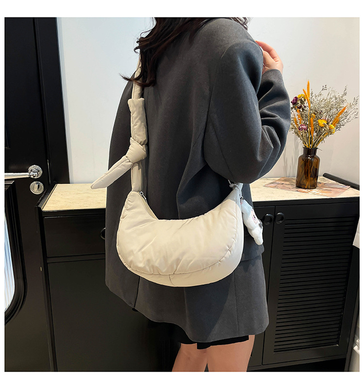 165g Weight Polyester Cotton Lining Material Sewing Thread Fashion Element Zipper Closure Type Single Shoulder Strap Strap Type Crossbody Bag Bags Type Daily, Street Occasion Nylon Material Solid Color Pattern All Seasons Season Women's Gender Basic, Classic Style Style Dumpling Shape Shape Medium Size Women's Medium Nylon Solid Color Basic Classic Style Sewing Thread Dumpling Shape Zipper Crossbody Bag 24