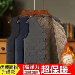 冬の男性の防風保温馬甲とベルベットの厚手の肩の袖なしコートの上着の防寒中高年の大きいサイズの馬の挟み