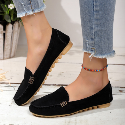 2024 Summer 35-44 Plus Size Mother's Single Strap Nurse Shoes Lazy One-Piece Flat Casual Bean Shoes for Women, Imported