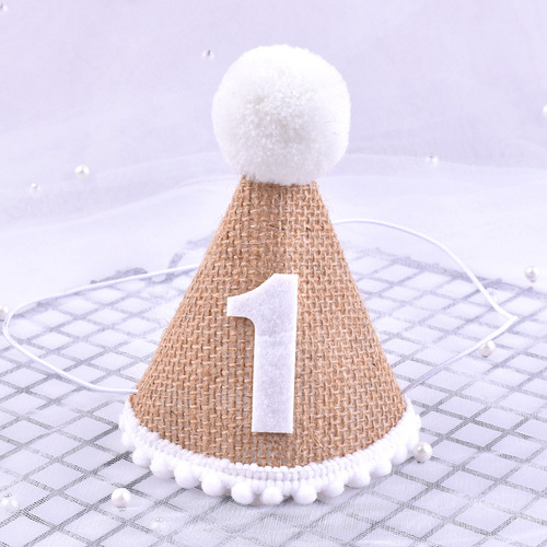 Birthday hat wholesale children's first birthday party decoration baby forest linen birthday hat photo props