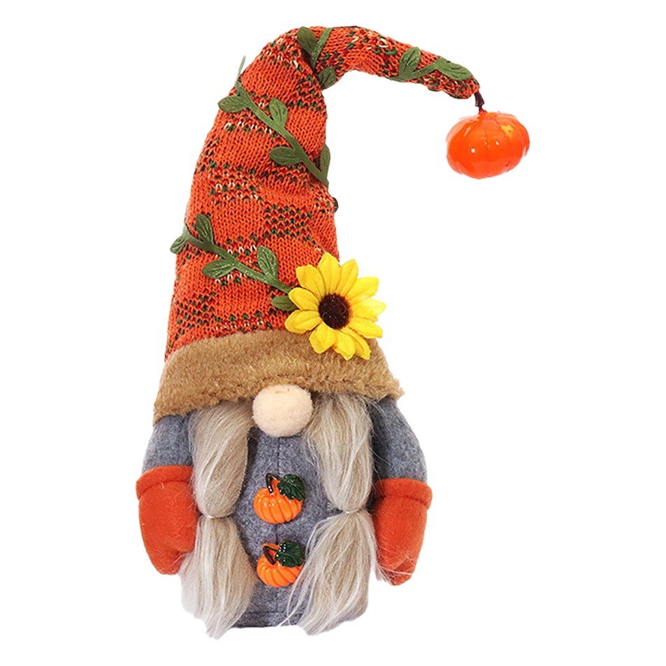 Transfronterizo Nuevo Festival de la cosecha de Acción de Gracias calabaza girasol muñeca sin rostro enano Rudolf muñeca decoración adornos
