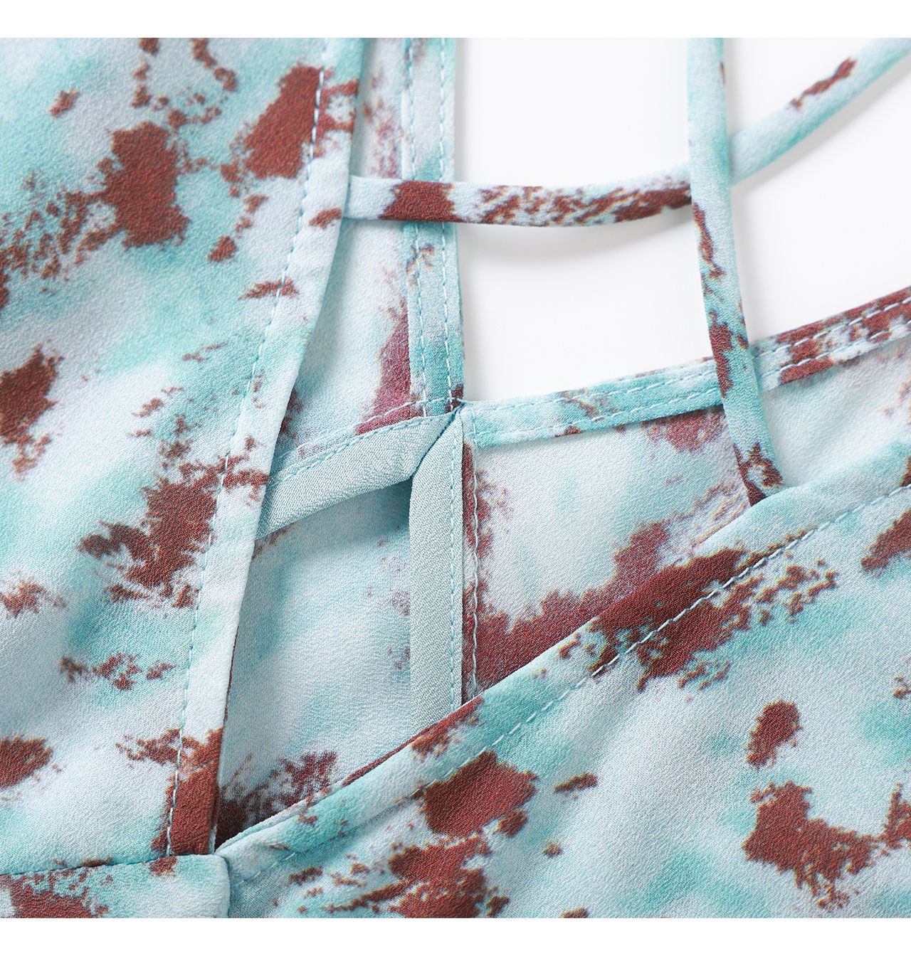 Đầm maxi nữ cổ V tay lá sen chất liệu chiffon in hoa nhí — xanh lam chi tiết 21