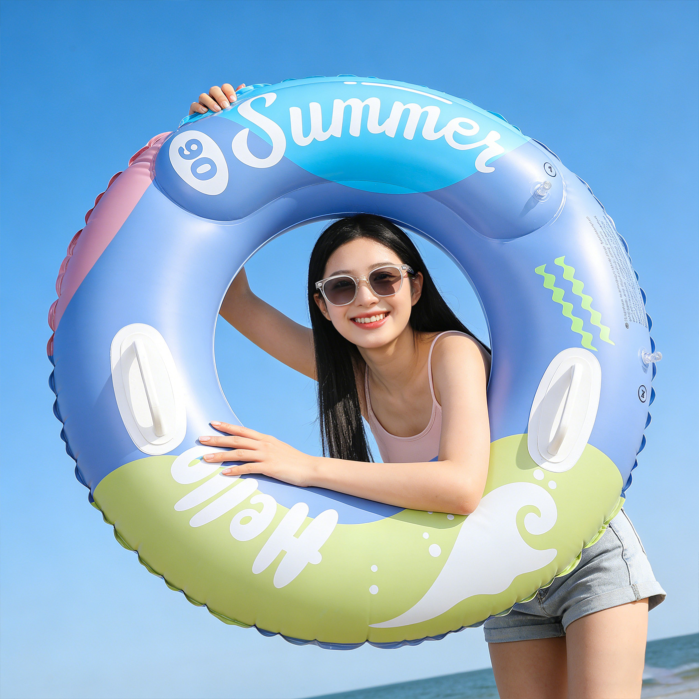 Anillo de natación para adultos con bolsas de aire dobles para hombres y mujeres con anillo de salvavidas anti-rollback para principiantes con anillo de flotación inflable en agua
