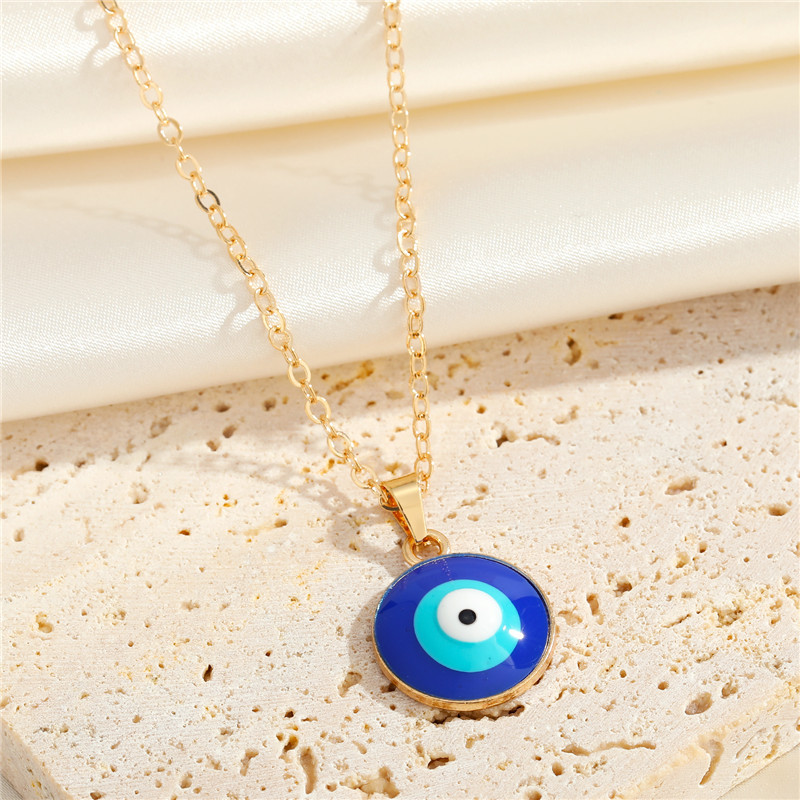 Nouveaux Bijoux Yeux Bleu Foncé Créatif Oeil Turc Boucles D'oreilles Clavicule Chaîne display picture 6