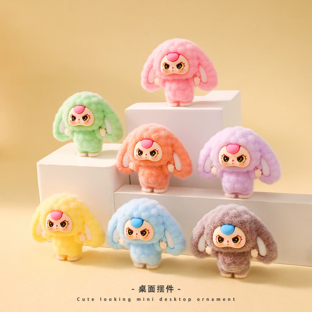 Забавная коробка для малыша Cartoon three blind box флокированный милый кукольный набор DIY слепая коробка офисная настольная украшение
